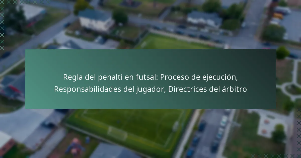 Regla del penalti en futsal: Proceso de ejecución, Responsabilidades del jugador, Directrices del árbitro